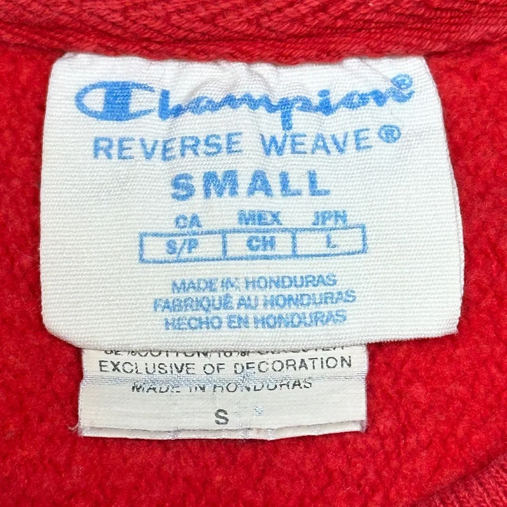 Champion Reverse Weave Red Crewneck Sweatshirt Small Spellout Logo GUC